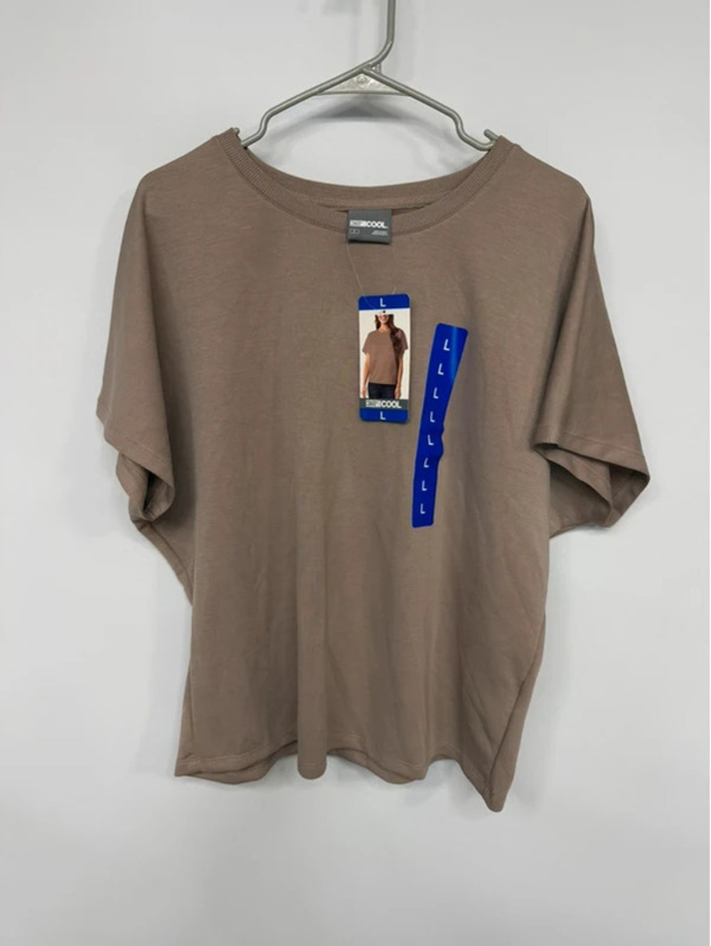 32 Degrees Cool Women’s Short Sleeve Ribbed Tee Taupe Size Large NWT Lightweight